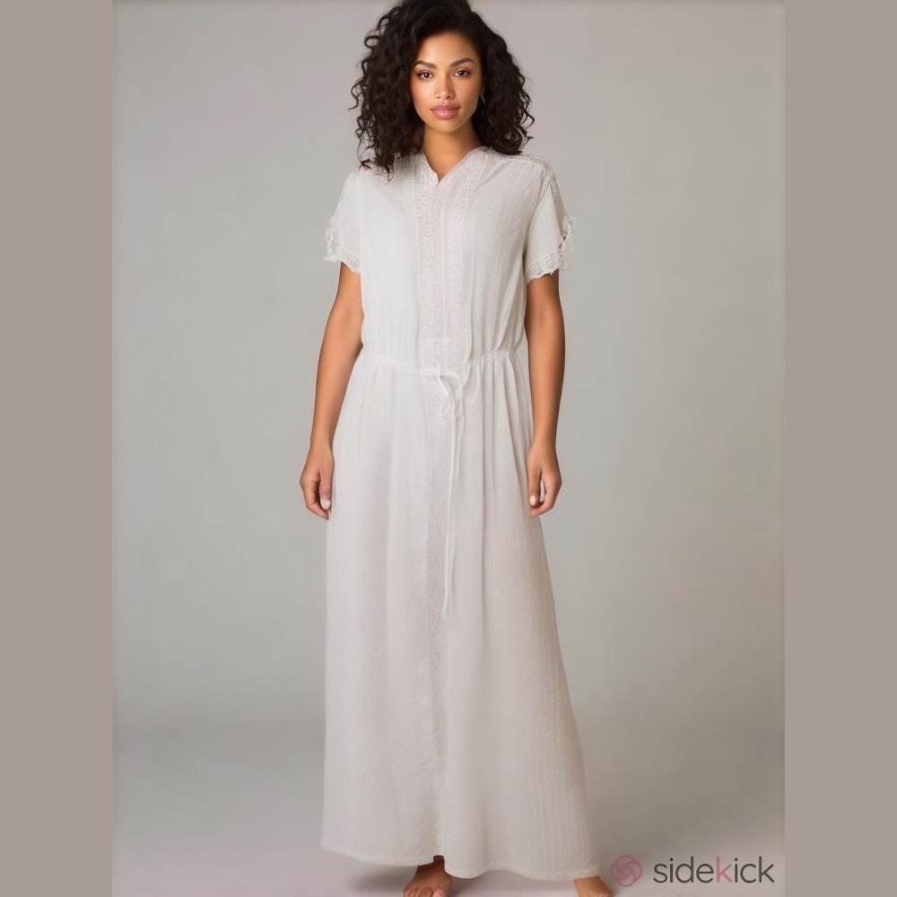 🤍  Miss Elaine Vintage Robe S Union Made Lace Trimmed Cottage Core Milk Maid